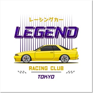 Racing Club Yellow Skyline GTR R32 Posters and Art